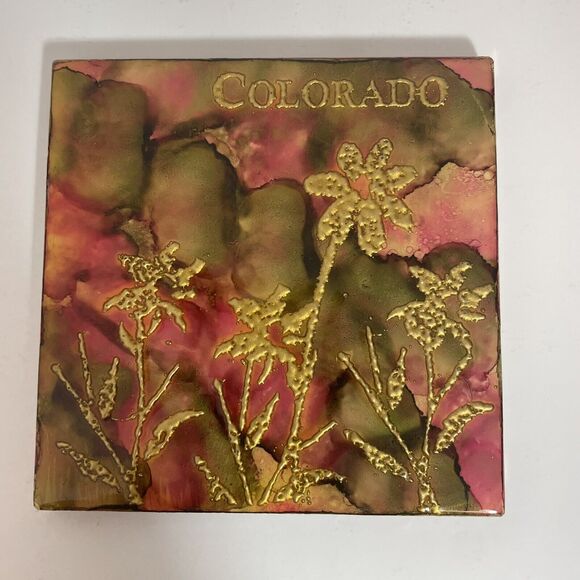 Colorado & The Broadmoor Handpainted By Local Artist Ceramic Coasters Set Of 4 - Picture 7 of 9
